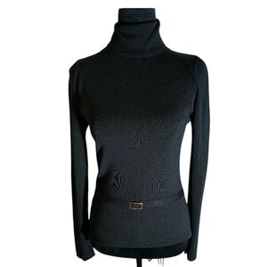 Ziani Couture Black Turtleneck Sweater Minimalist Old Money Sz S